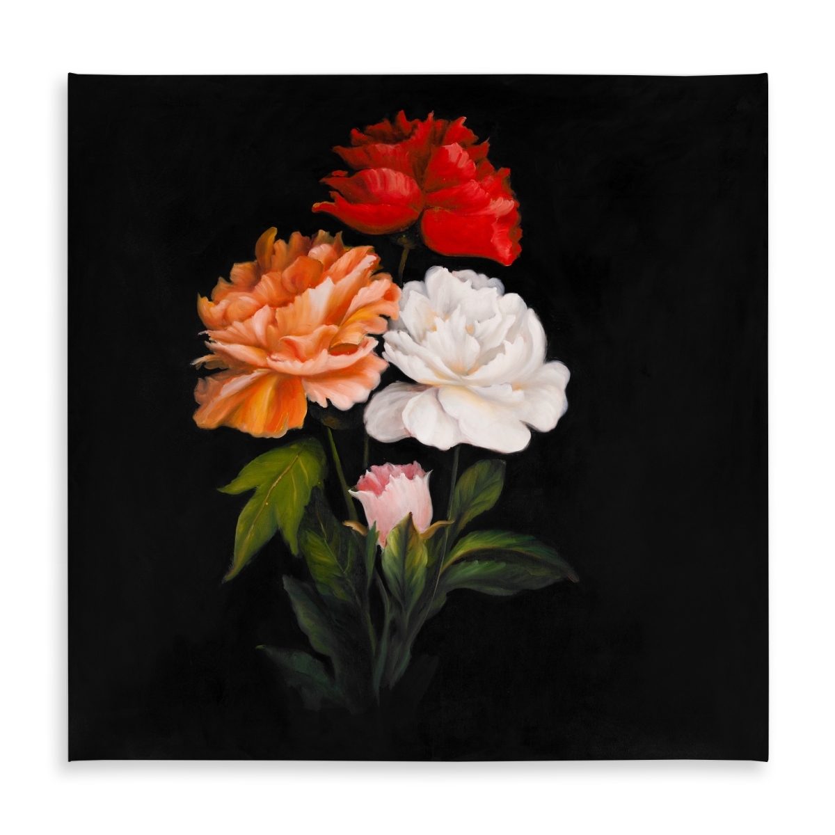 Picture of Begin Home Decor C1TC5858IQK42X 58 x 58 in. Floral Botanical Black Tablecloth - Rose Design Home Decor