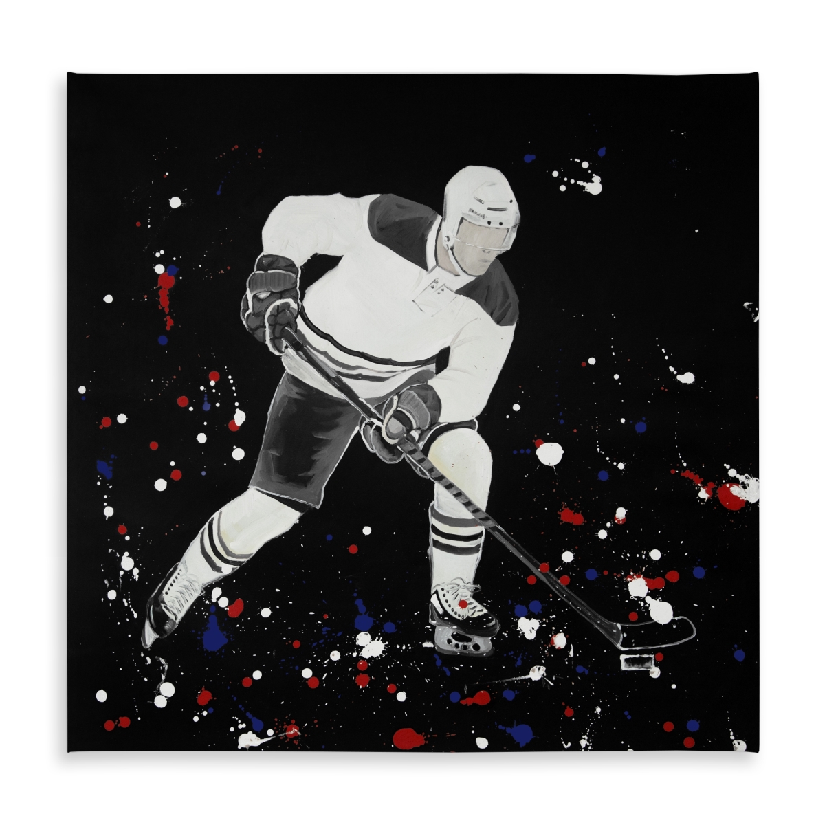 Picture of Begin Home Decor C1TC585899Z5PQ 58 x 58 in. Hockey Player Tablecloth - Modern Indoor & Outdoor Home Decor