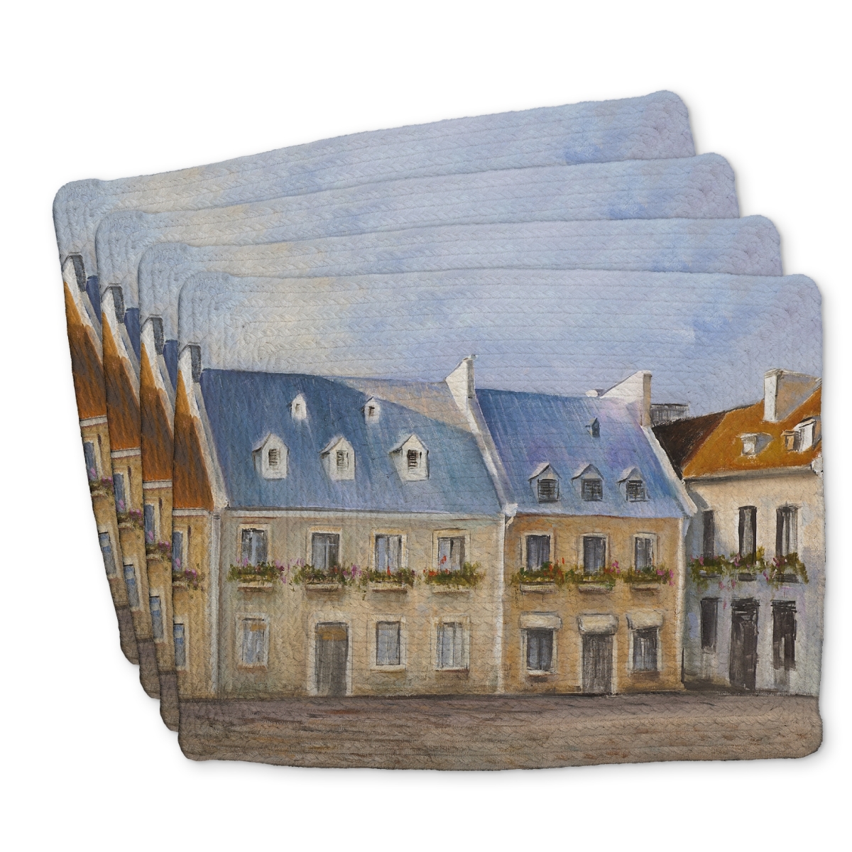 Picture of Begin Home Decor C4BP1418Z2HTBI 14 x 18 in. Old Quebec City Braided Polyester Placemat - Home Decor - Set of 4