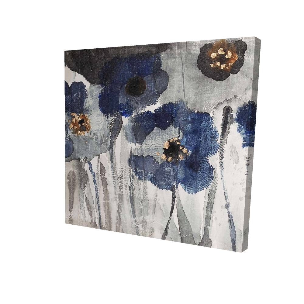2080-2424-FL96 24 x 24 in. Blue Blurry Flowers - Office Floral Canvas for Home Decor