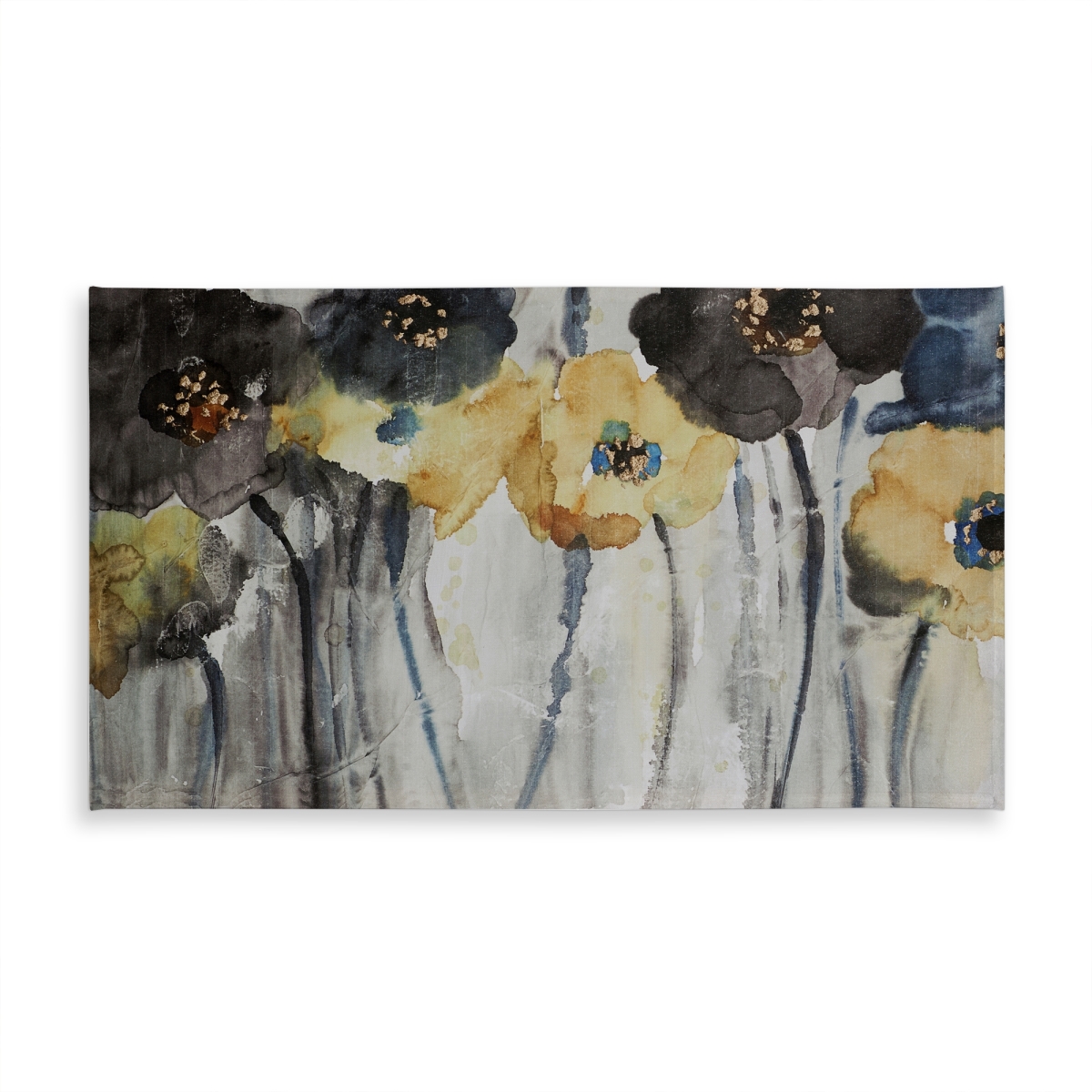 Picture of Begin Home Decor C1TCLRGEVRW2K0 58 x 102 in. Blue Botanical Tablecloth - Gray, Yellow Flowers - Home Decor