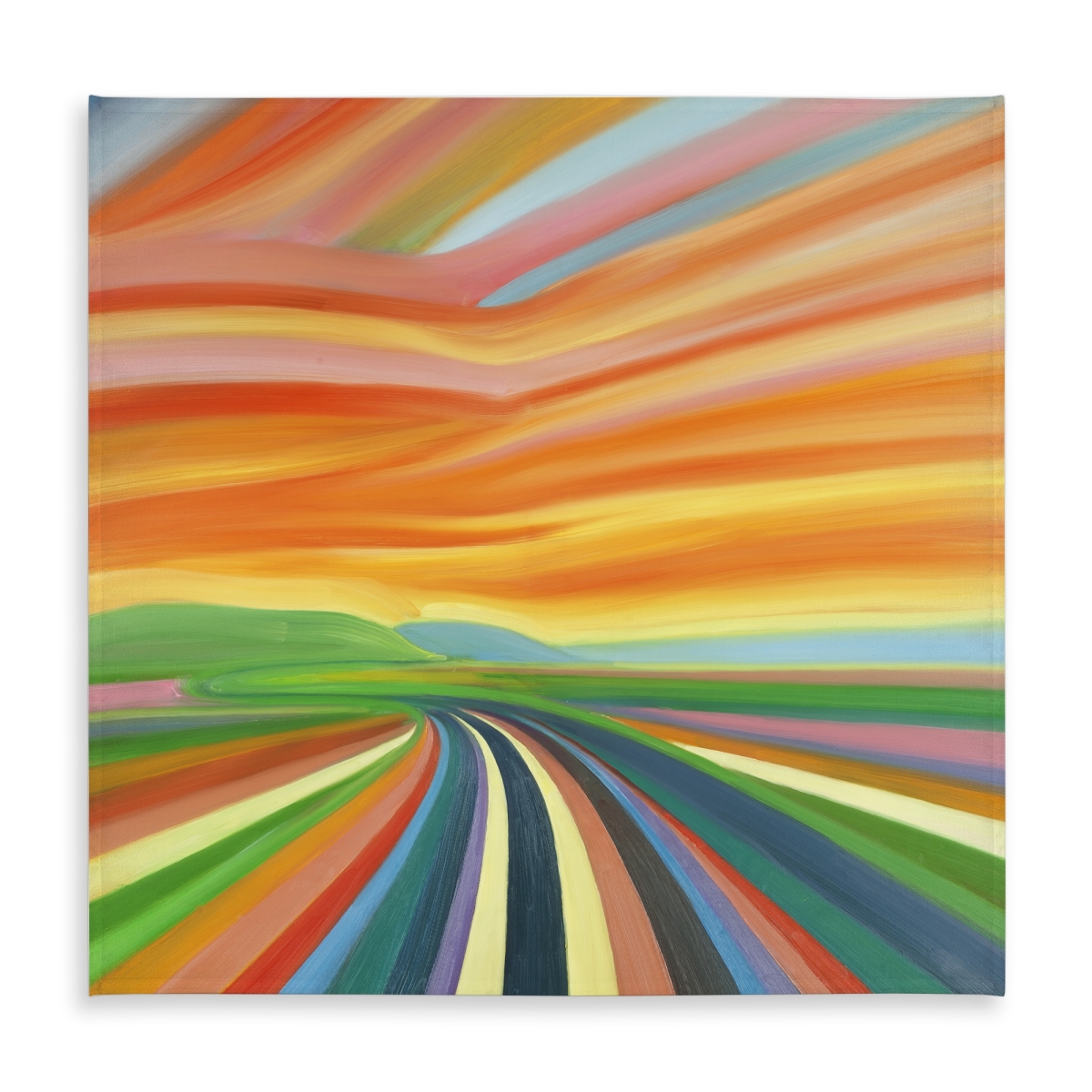 Picture of Begin Home Decor C1TC58584ZRRXS 58 x 58 in. Colorful Road Tablecloth - Landscapes Indoor Outdoor Decor