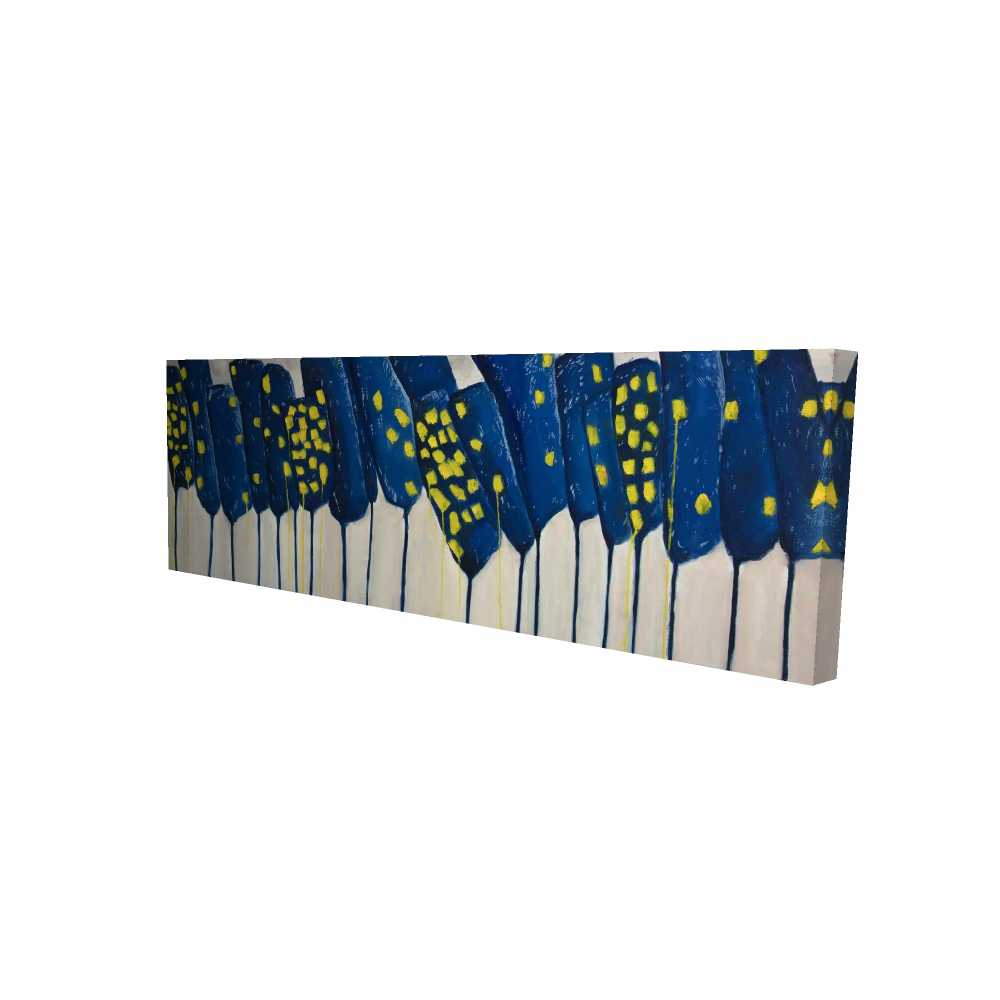 2080-2060-AB50 20 x 60 in. Abstract Blue Flowers - Modern Canvas Art for Home Decor