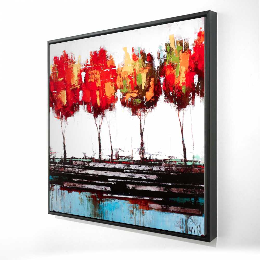 2081-3636-LA74 36 x 36 in. Abstract Industrial Style Trees - Modern Framed Canvas Art