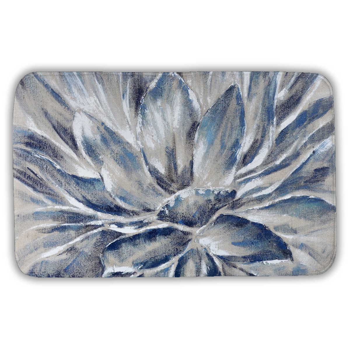 C1BM2134VGXL3N 21 x 34 in. Blue & Gray Flower Bath Mat - Classic Floral Home Decor