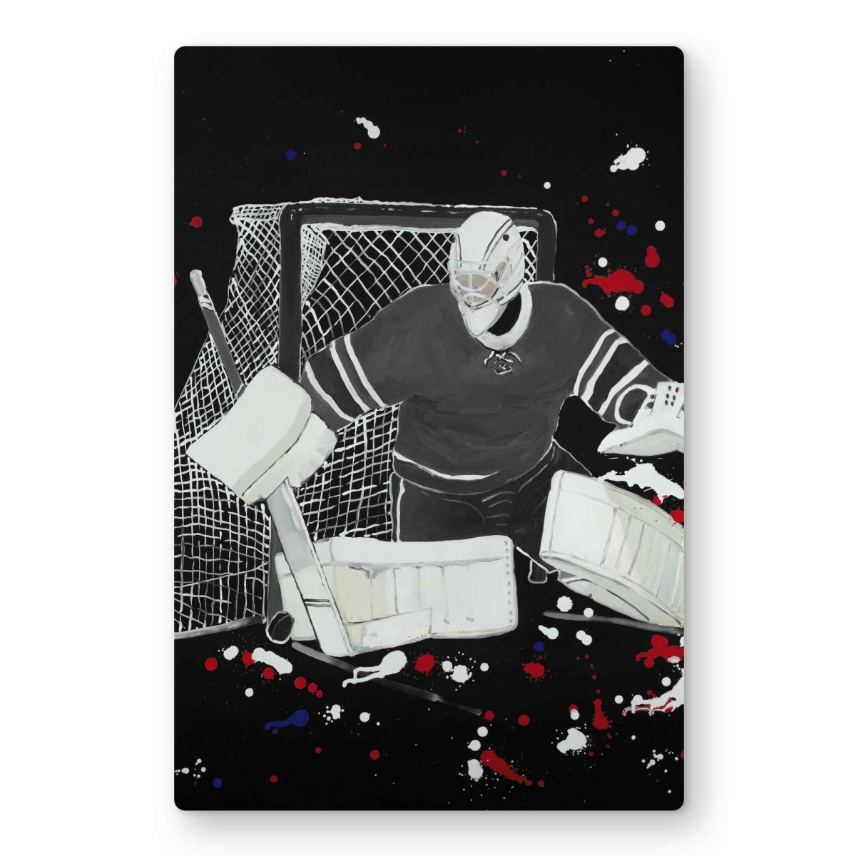 C1MP12183OUS8P 12 x 18 in. Goalkeeper Hockey Goal Metal Print Wall Art - Sports Home Decor