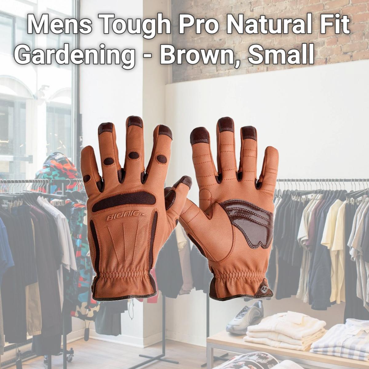 Picture of Bionic Glove GDTN-M-P-BR-SM Mens Tough Pro Natural Fit Gardening - Brown, Small