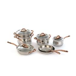 Berghoff 2211747 Ouro 18 - 10 Stainless Steel Cookware Set With Rose Gold Coated Handles & Glass Lids