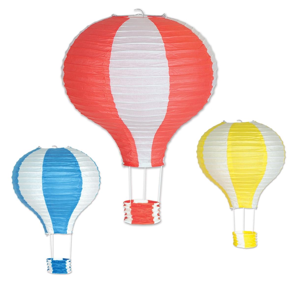 Beistle 52324 Hot Air Balloon Paper Lanterns, Assorted - Pack Of 6