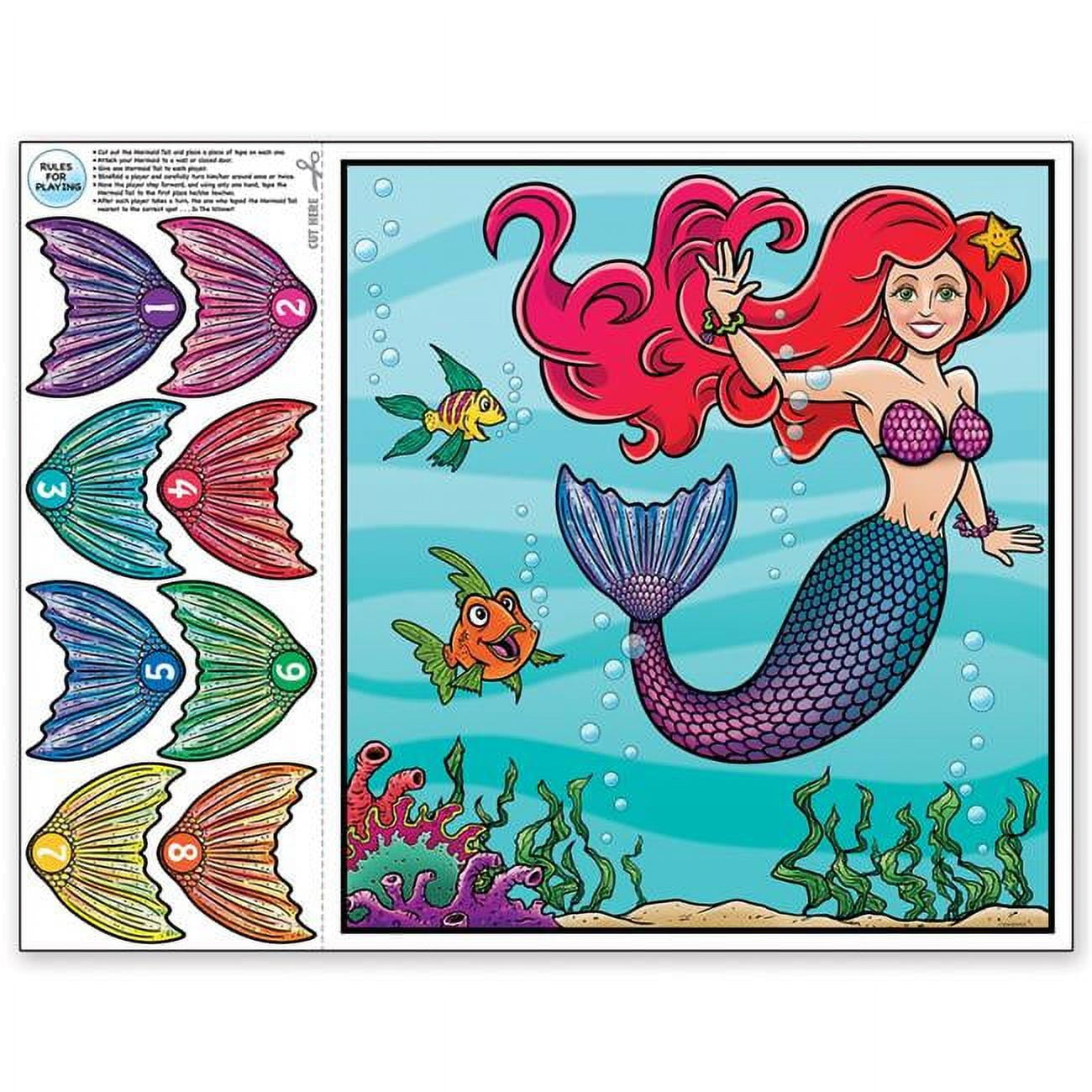 Beistle 60664 19 X 17.5 In. Pin The Tail On The Mermaid Game - Pack Of 24
