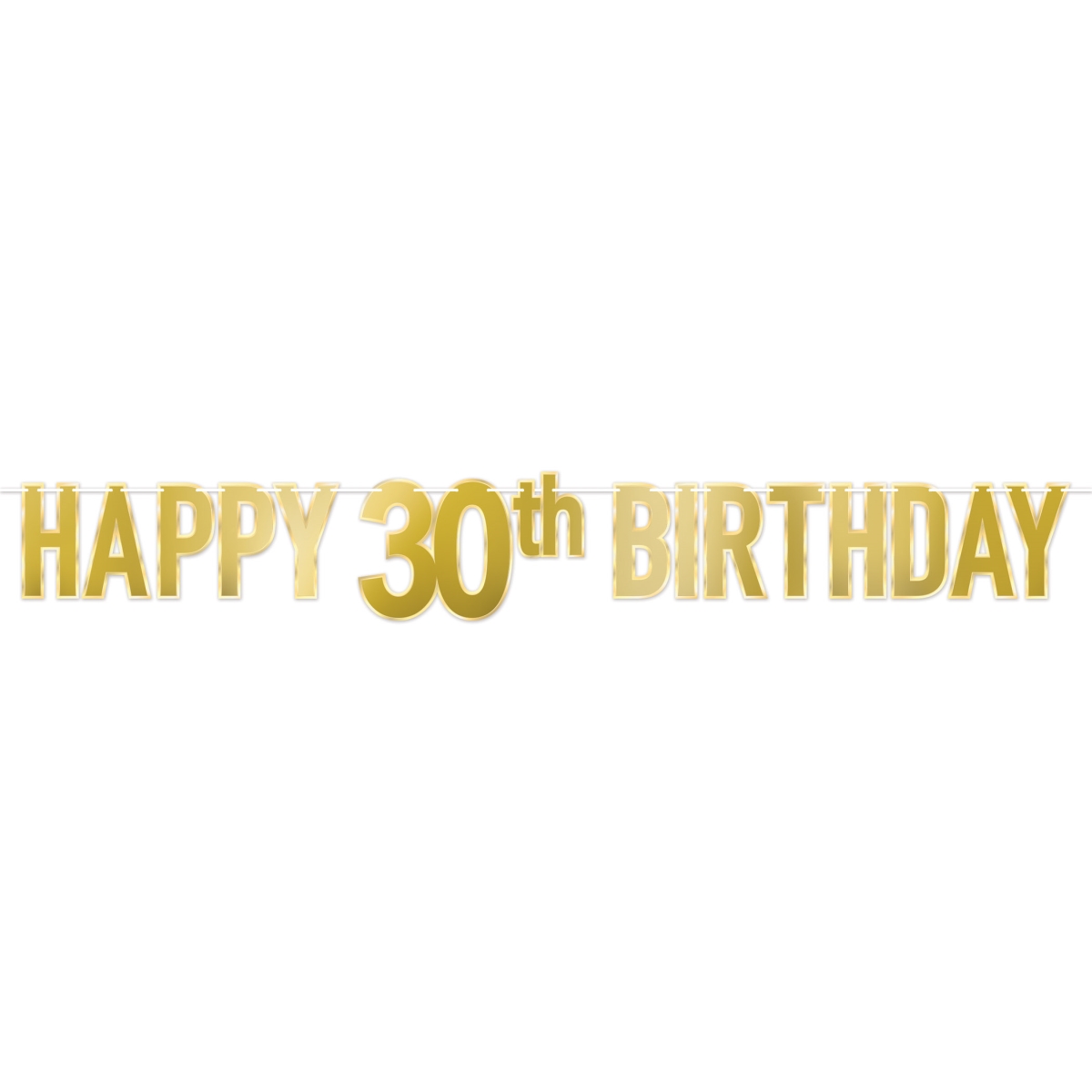 Beistle 53942-30 7.75 in. x 5 ft. Foil Happy 30th Birthday Streamer – Gold