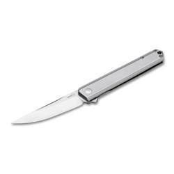 01bo269 Kwaiken Flipper Framelock Pocket Knife - Silver