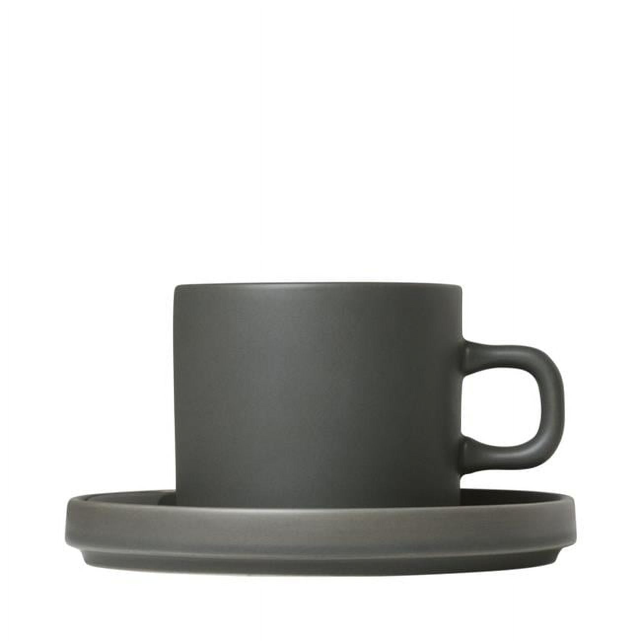 63909 7 Oz Mio Coffee Cups With Saucers, Agave Green - Set Of 2