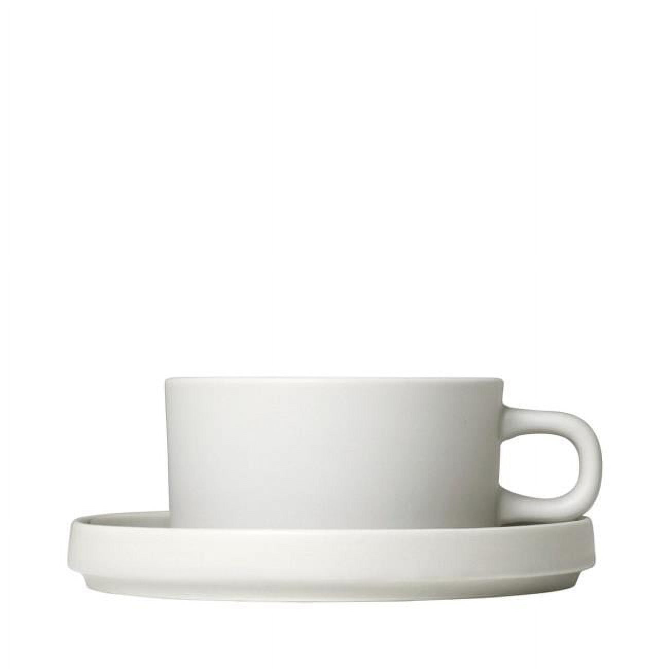 63908 6 Oz Mio Tea Cups With Saucers, Moonbeam - Set Of 2