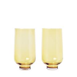 63922 14 Oz Flow Drinking Glasses, Gold - Set Of 2