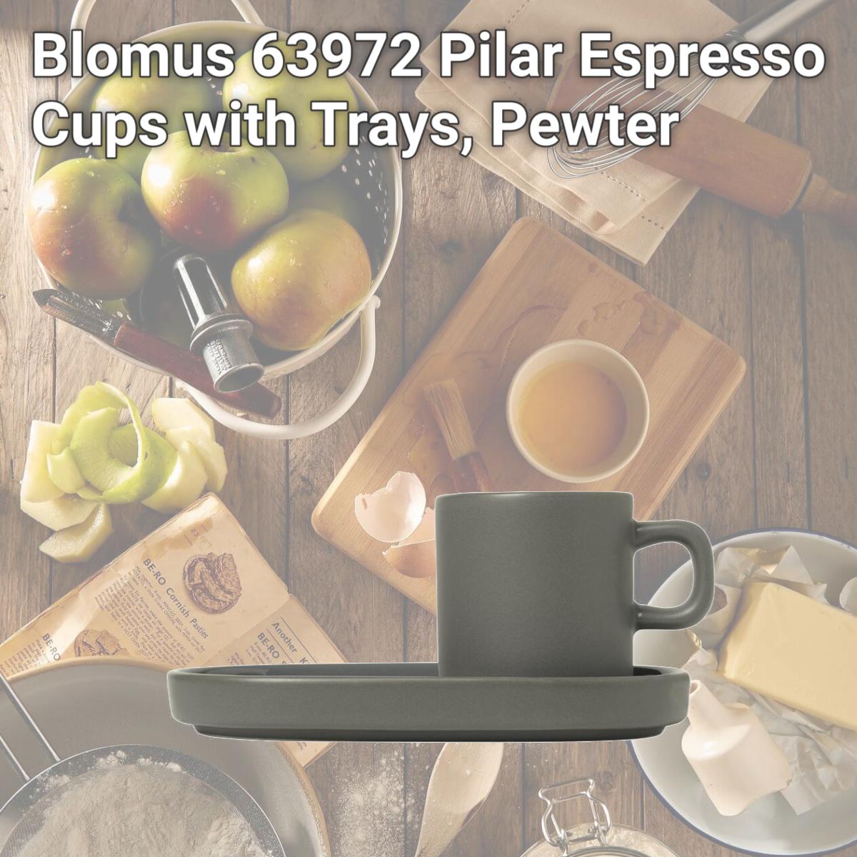 Picture of Blomus 63972 Pilar Espresso Cups with Trays, Pewter