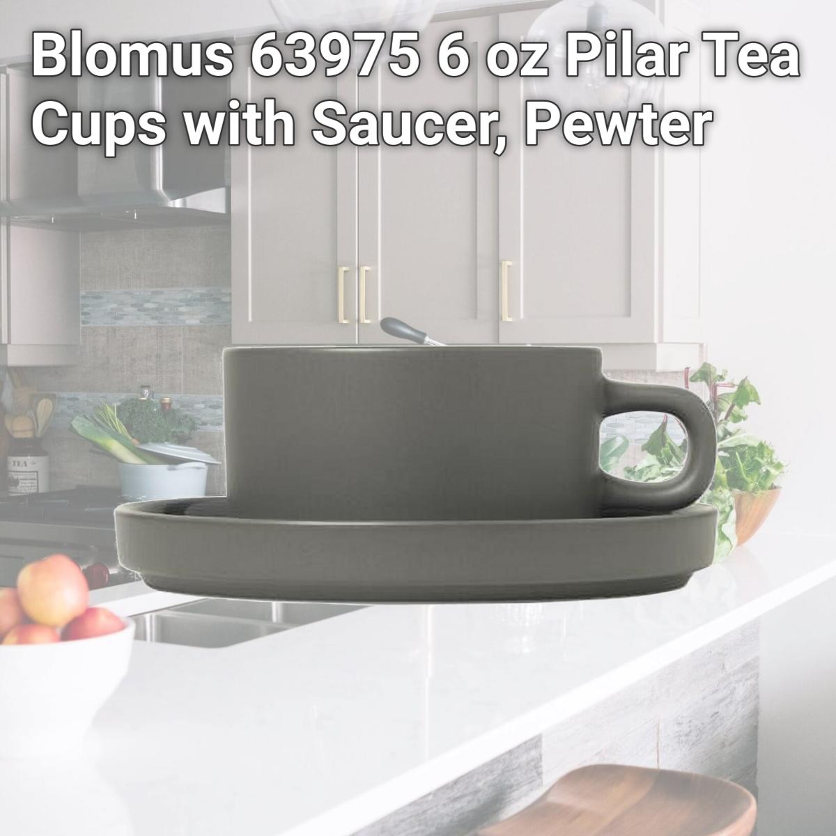 Picture of Blomus 63975 6 oz Pilar Tea Cups with Saucer, Pewter