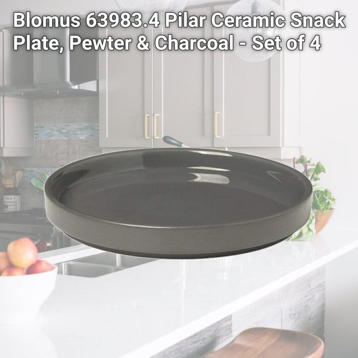 Picture of Blomus 63983.4 Pilar Ceramic Snack Plate, Pewter & Charcoal - Set of 4