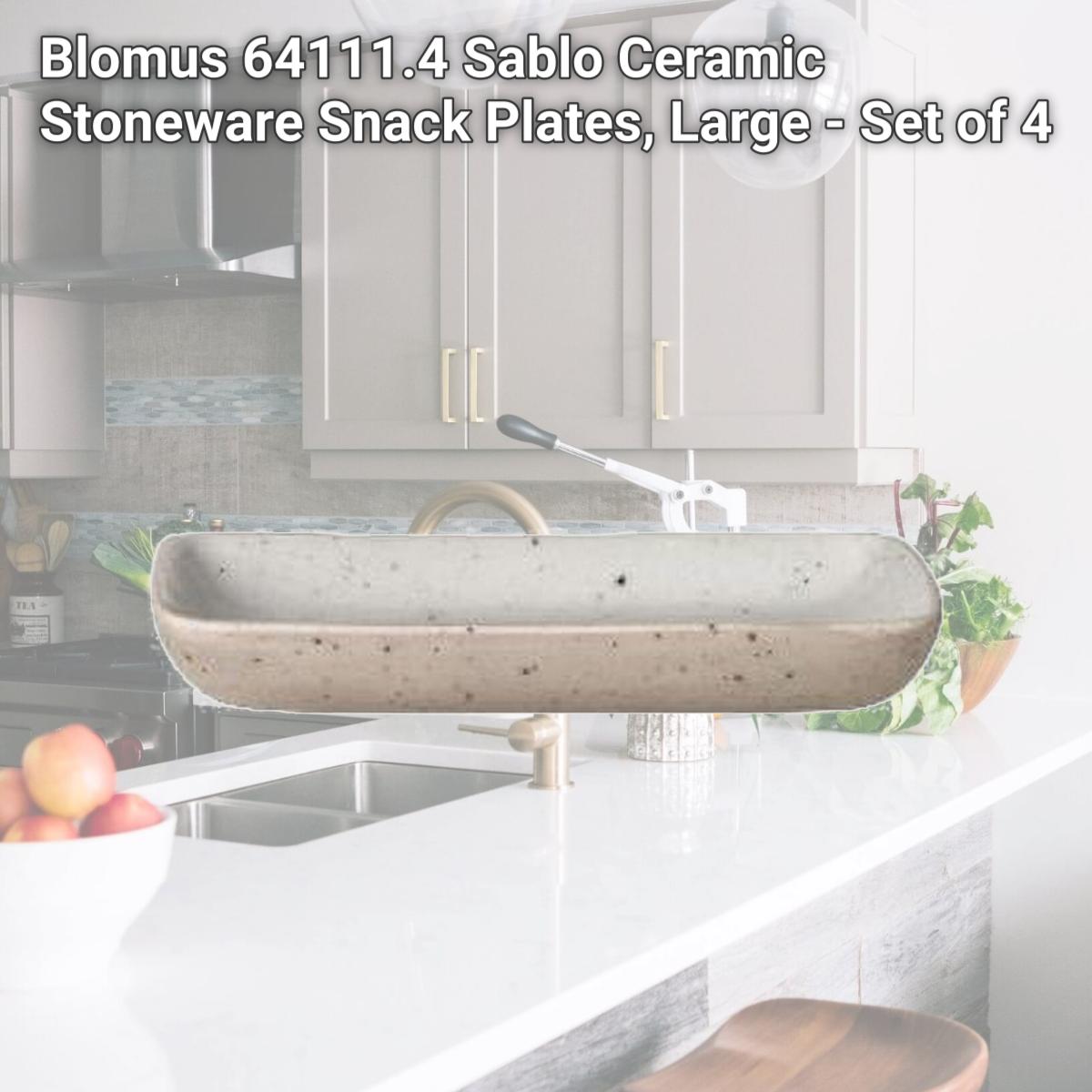 Picture of Blomus 64111.4 Sablo Ceramic Stoneware Snack Plates, Large - Set of 4