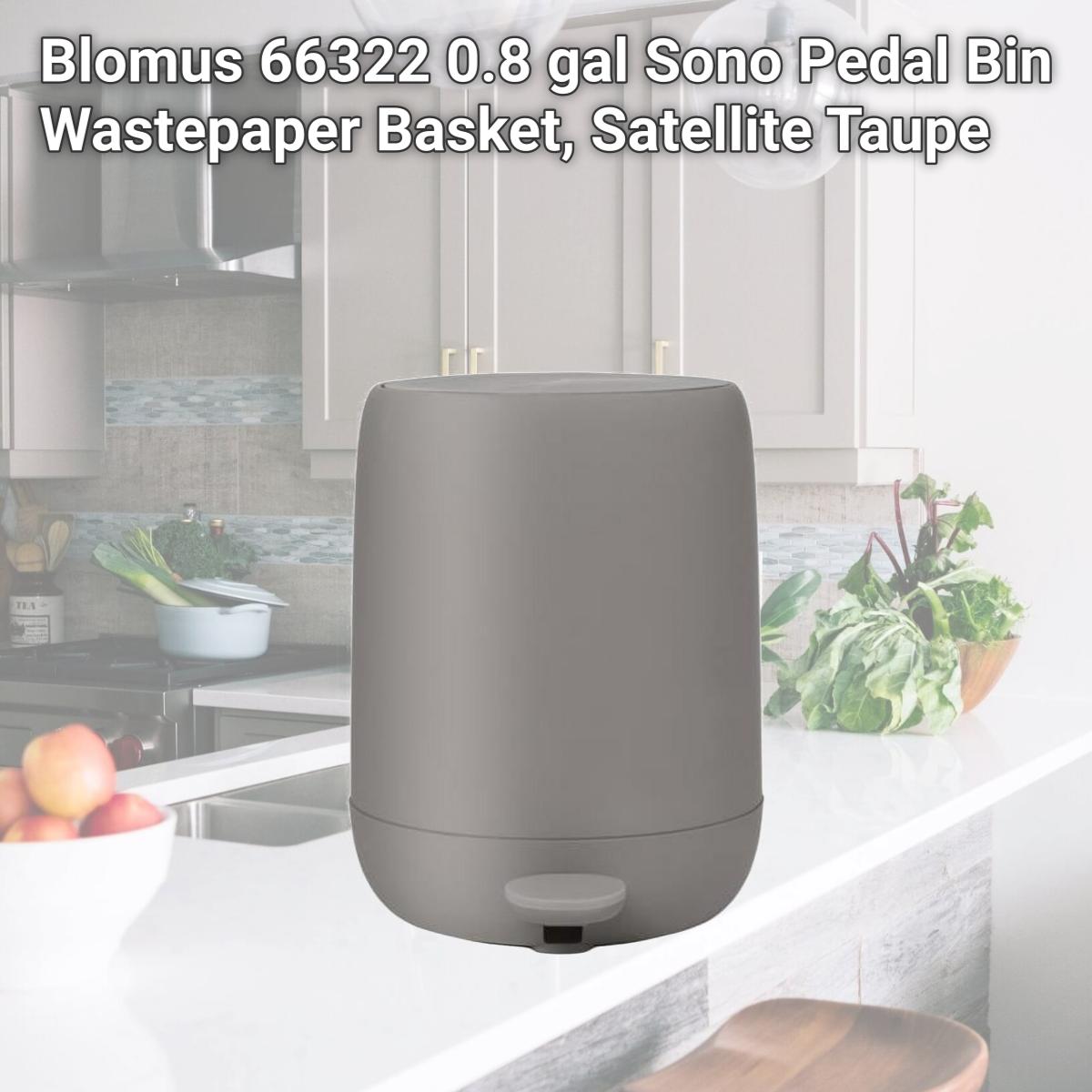 Picture of Blomus 66322 0.8 gal Sono Pedal Bin Wastepaper Basket, Satellite Taupe