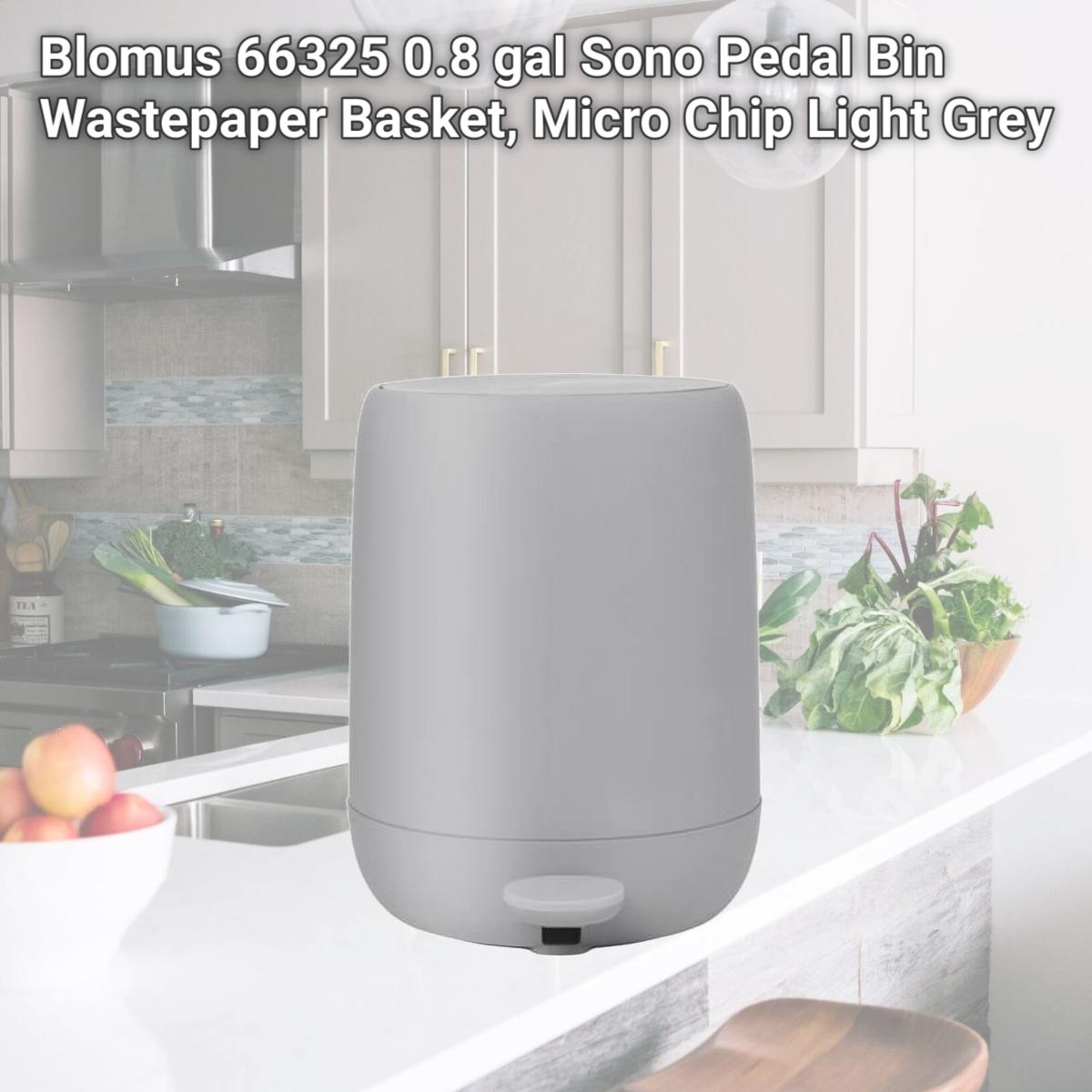 Picture of Blomus 66325 0.8 gal Sono Pedal Bin Wastepaper Basket, Micro Chip Light Grey