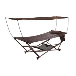 Q-806bjr Stow Ez Hammock & Collapsible Stand With Pillow Brown Jacquard