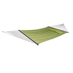 Bliss Hammock Bqo-487 12 Ft. Quilted Reversible Hammock In Olefin With Button Tuft Pillow, Green Stripe