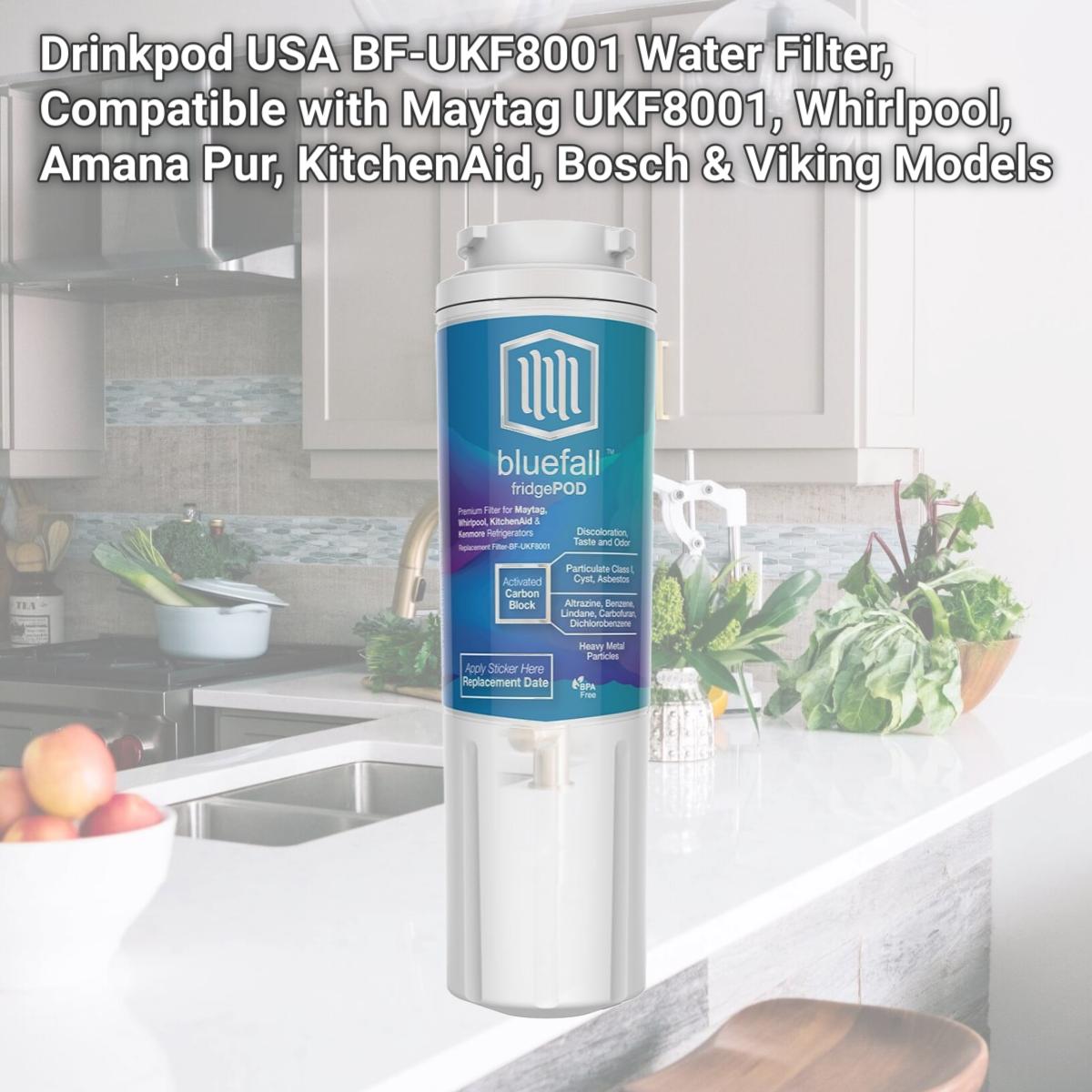 Picture of Drinkpod USA BF-UKF8001 Water Filter, Compatible with Maytag UKF8001, Whirlpool, Amana Pur, KitchenAid, Bosch & Viking Models