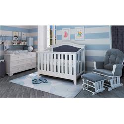Magnolia Upholstered 4-in-1 Convertible Crib- White/navy