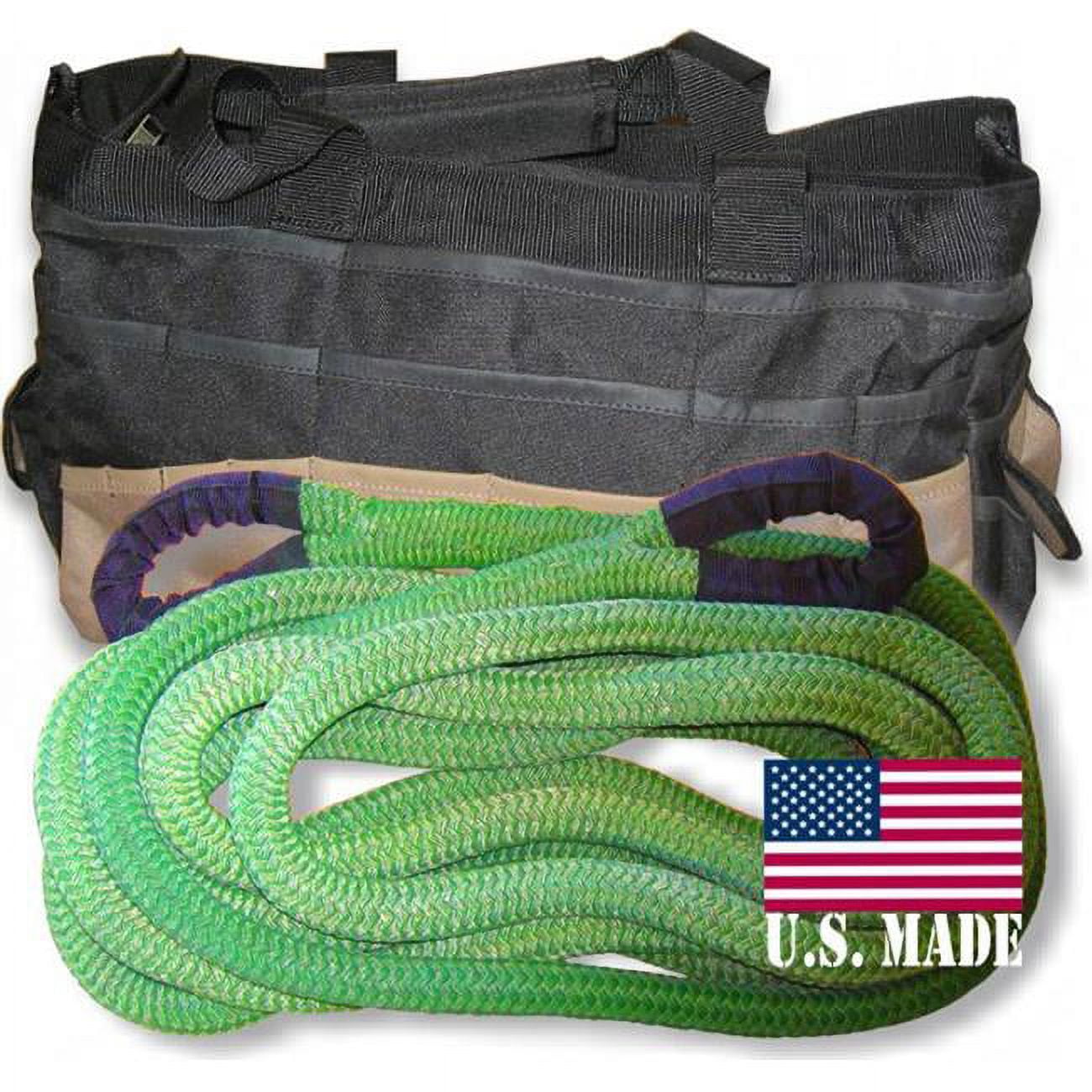 U.s. Made 1-1/8 Inch X 30 Ft "gecko Green" Safe-t-line® Kinetic Recovery Rope With Heavy-duty Carry Bag (4x4 Vehicle Recovery)