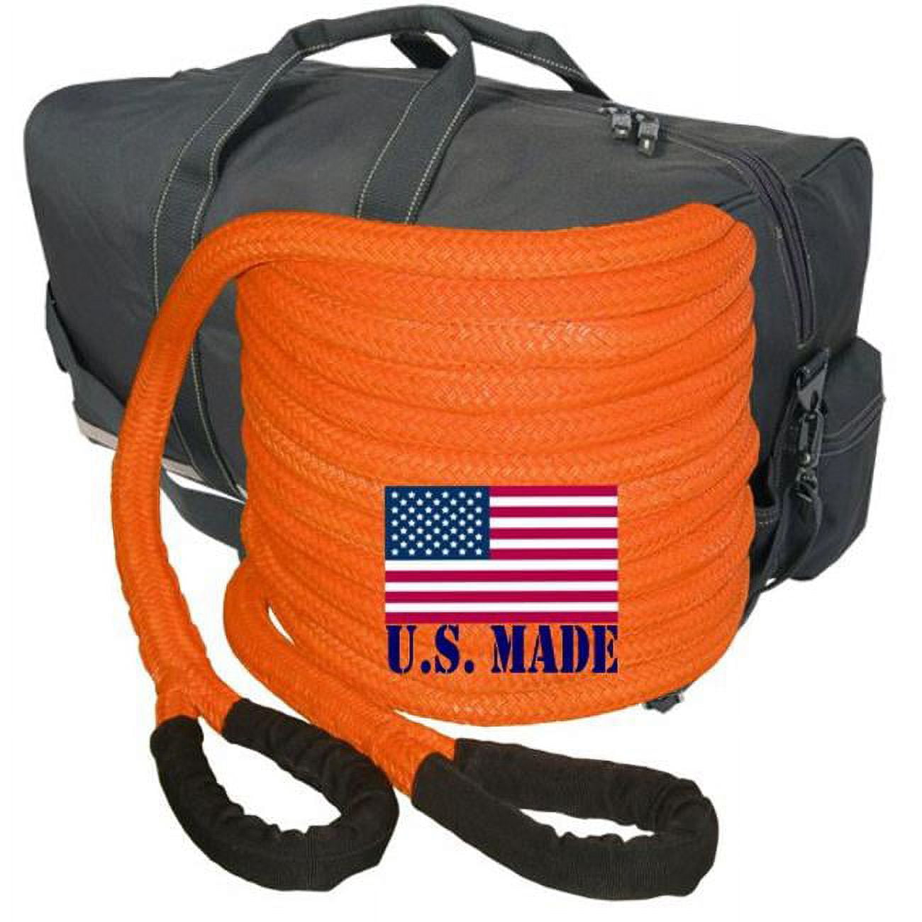 U.s. Made 1-1/4 Inch X 30 Ft "safety Orange" Safe-t-line® Kinetic Snatch Rope With Heavy-duty Carry Bag (4x4 Vehicle Recovery)