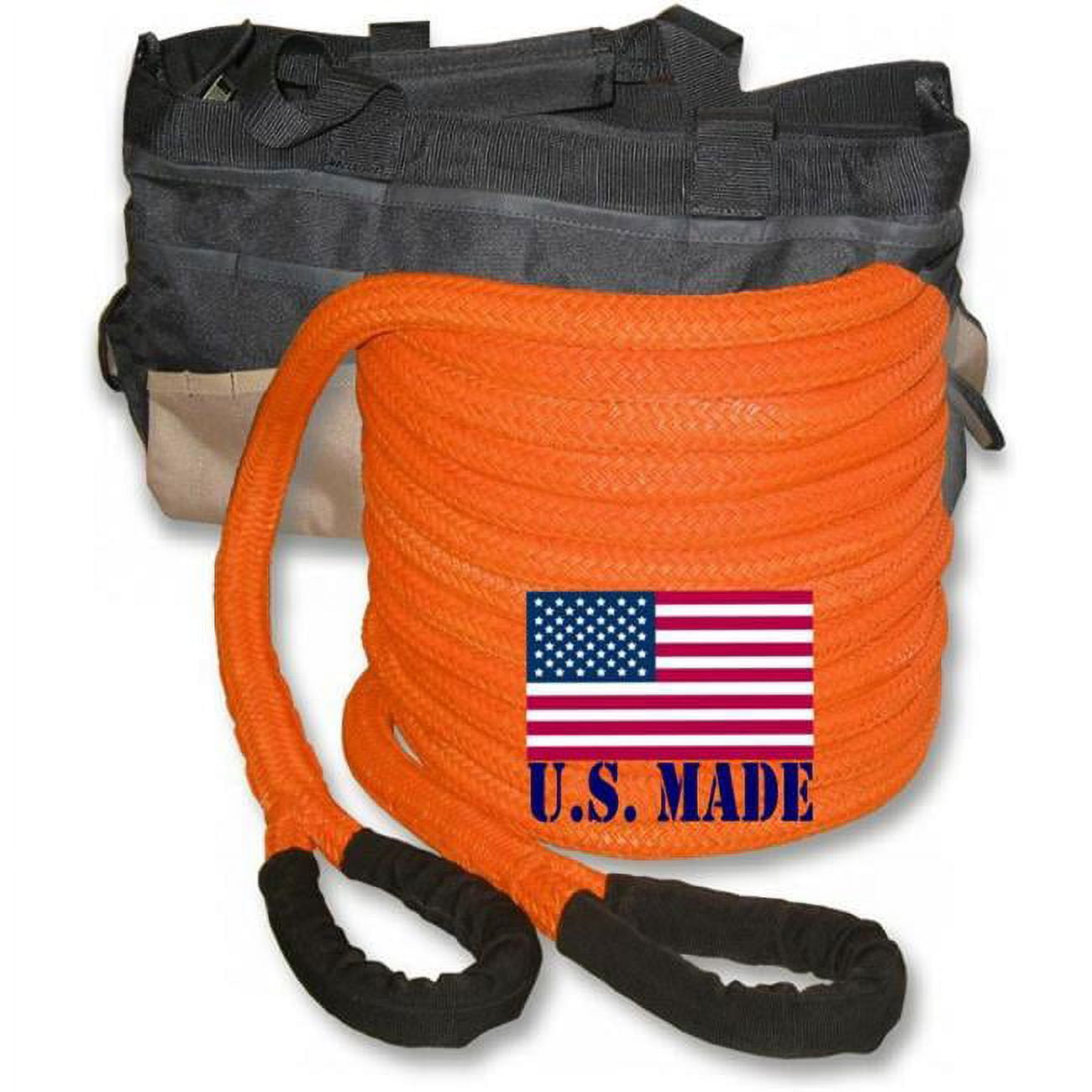 U.s. Made 1 Inch X 10 Ft "safety Orange" Safe-t-line® Kinetic Snatch Rope With Heavy-duty Carry Bag (4x4 Vehicle Recovery)