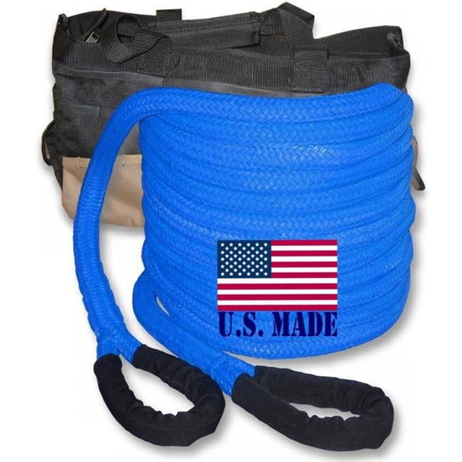 U.s. Made "safety Blue" Safe-t-line® Kinetic Snatch Rope - 1 Inch X 30 Ft With Heavy-duty Carry Bag (4x4 Vehicle Recovery)
