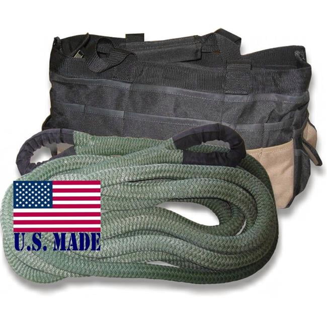 U.s. Made "military Green" Safe-t-line® Kinetic Recovery (snatch) Rope - 1 Inch X 30 Ft With Heavy-duty Carry Bag (4x4 Vehicle Recovery)
