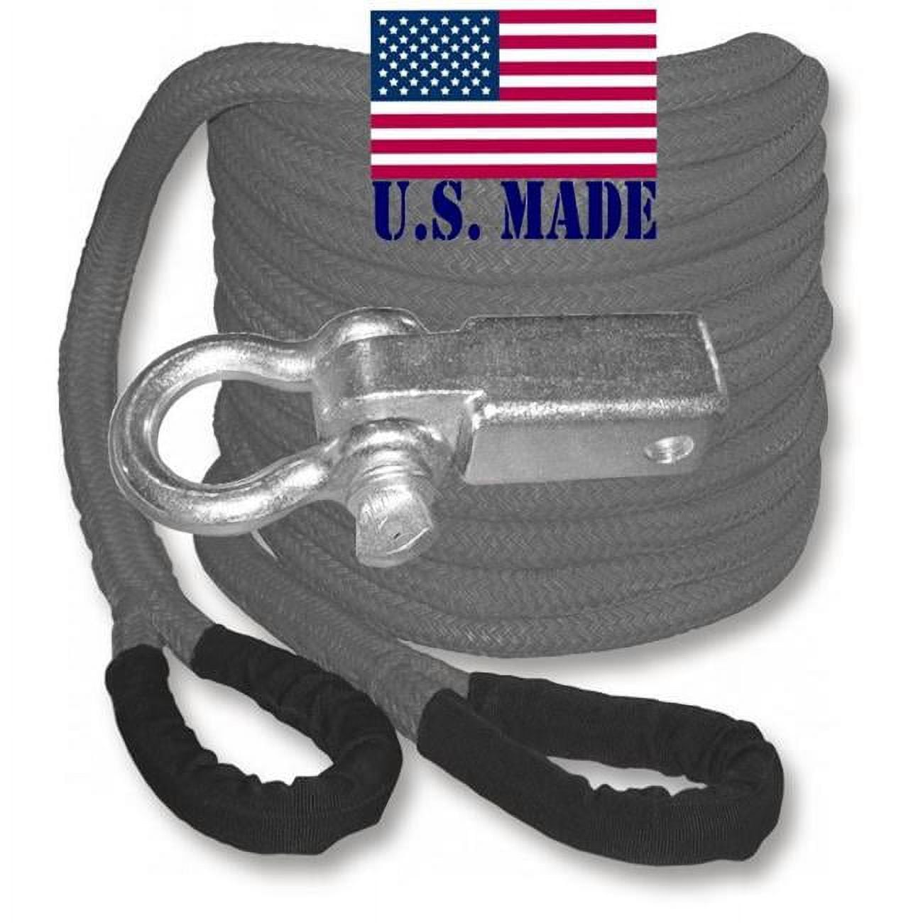 U.s. Made "gunmetal Grey" Safe-t-line® Kinetic Recovery (snatch) Rope - 1 Inch X 30 Ft With Receiver Shackle Bracket (4x4 Vehicle Recovery)