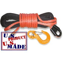 U.s. Made Safe-t-line® "safety Orange" Uhmpe Winchrope Kit - 3/8 Inch X 100 Feet With Half-link Winch Hook (4x4 Off-road Vehicle Recovery)