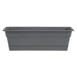 Dcbt24-908 24 In. Dura Cotta Window Box Planter With Tray, Charcoal
