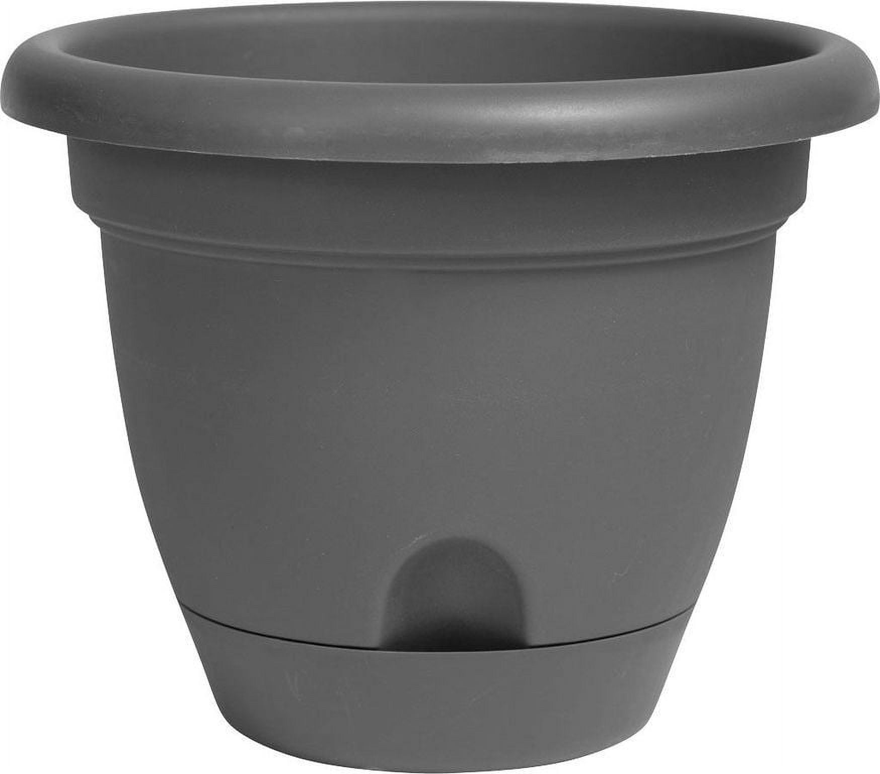 Lp08908 8 In. Lucca Self Watering Planter With Saucer, Charcoal