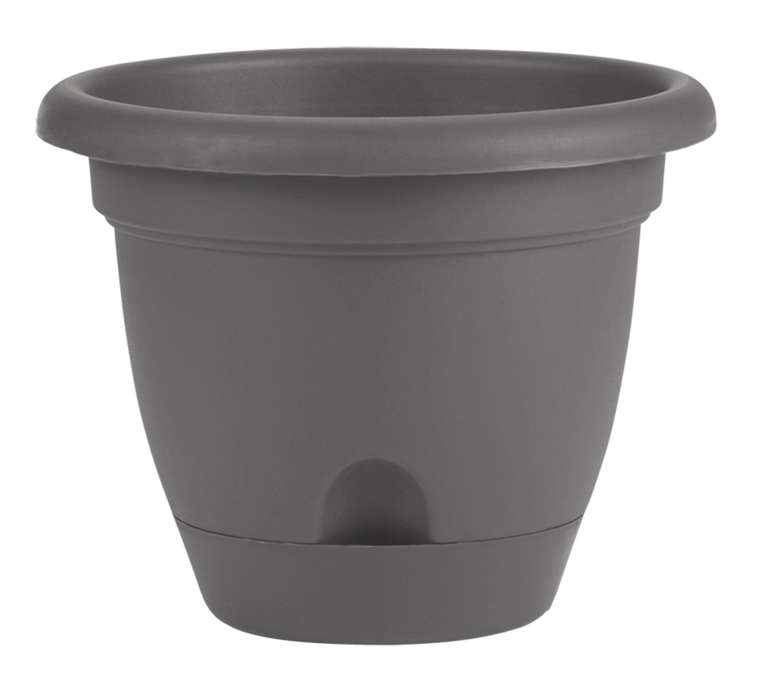 Lp12908 12 In. Lucca Self Watering Planter With Saucer, Charcoal