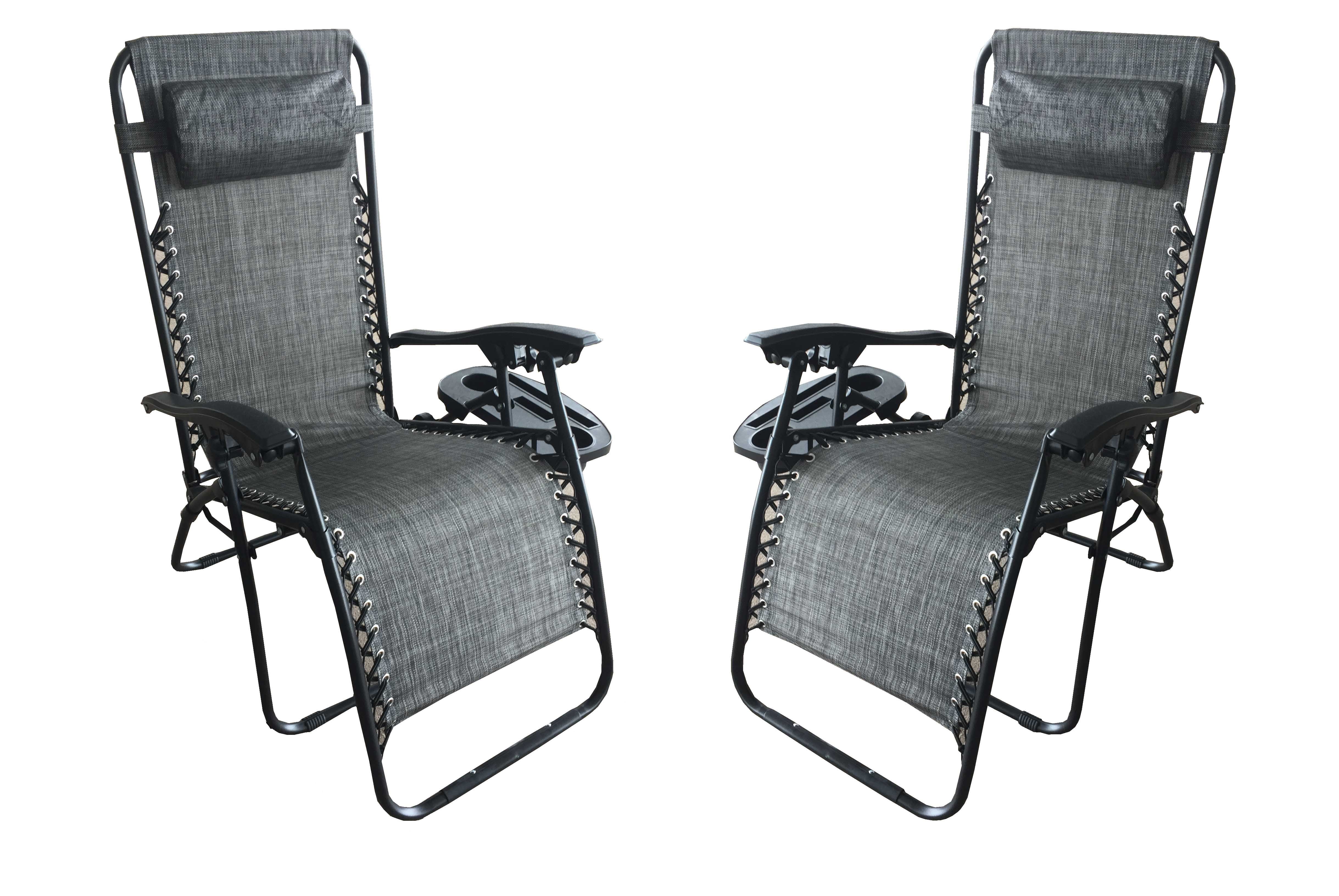 V64001a226 21.75 X 23.75 X 28 In. Zero Gravity Recliner & Lounger With Cup Holder In Grey Mesh Fabric - Pack Of 2