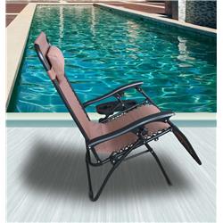 V64001a227 21.75 X 23.75 X 28 In. Zero Gravity Recliner & Lounger With Cup Holder, Brown Mesh Fabric - Pack Of 2