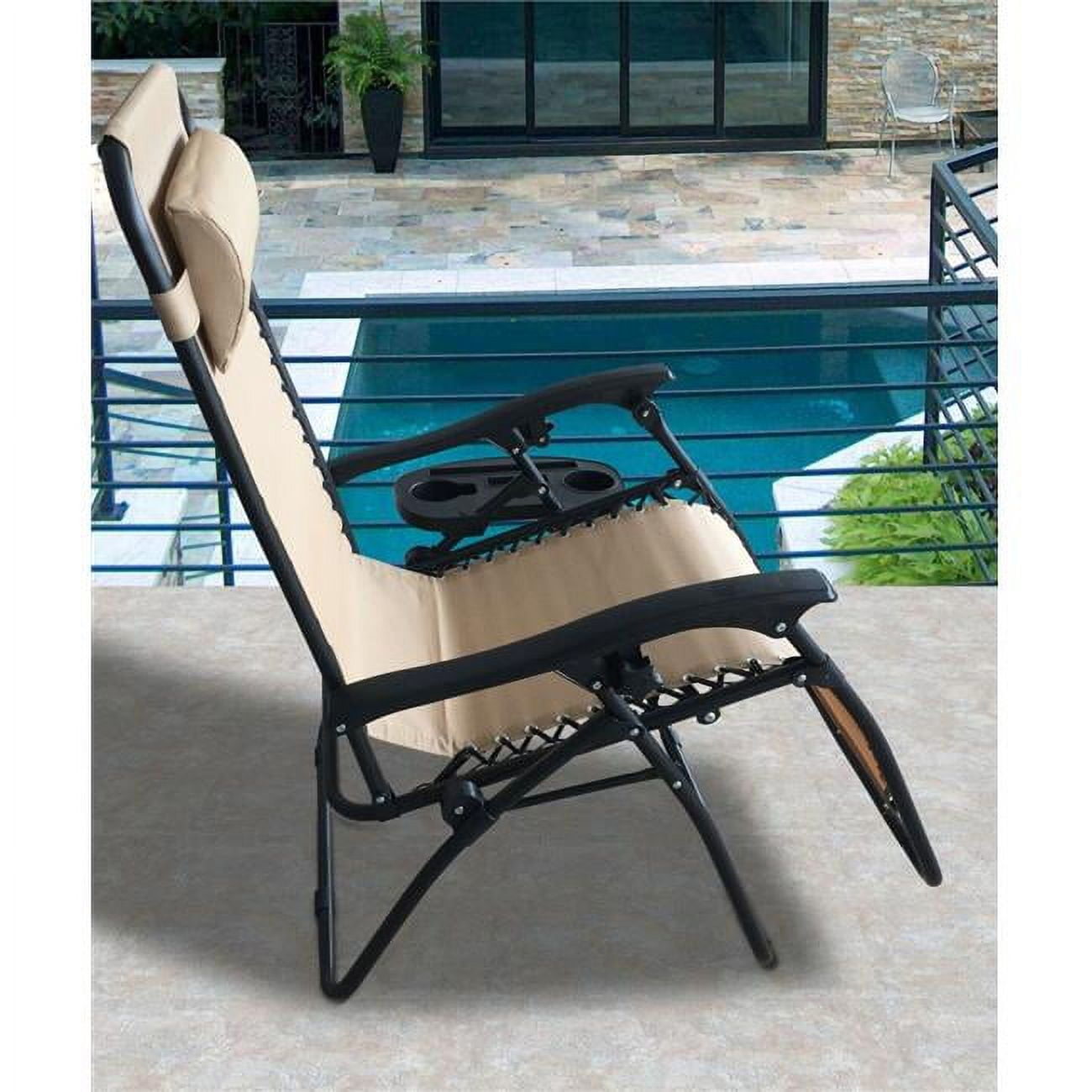 V64001a228 21.75 X 23.75 X 28 In. Zero Gravity Recliner & Lounger With Cup Holder, Cream Mesh Fabric - Pack Of 2