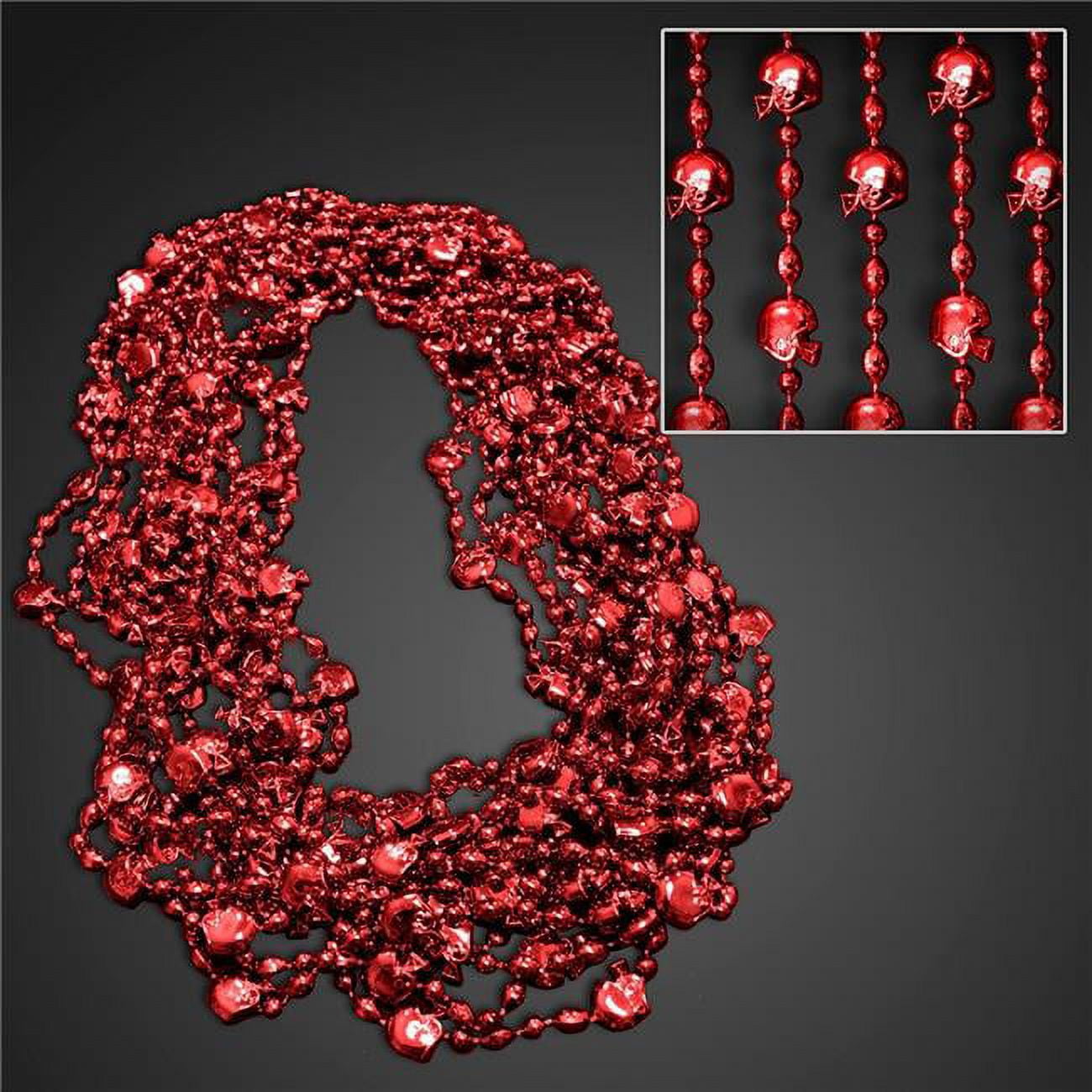 165800 Football Helmet Bead Necklaces, Red - Pack Of 12