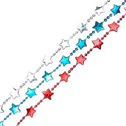596040 Non-light Up Red, White & Blue Metallic Stars Necklaces - Pack Of 12