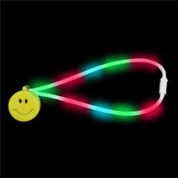 1215000 Flashing Smiley Face Charm Necklace With Lightup Lanyard