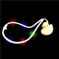 1251040 Flashing Rubber Duckie Charm Necklace With Lightup Lanyard