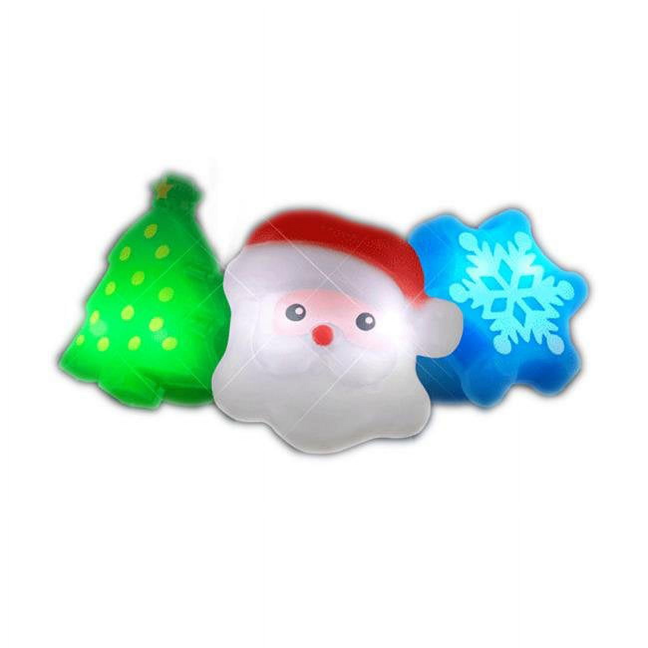 SASTSCR Soft Assorted Color Santa Tree Snowflake Christmas Party Ring - Pack of 12