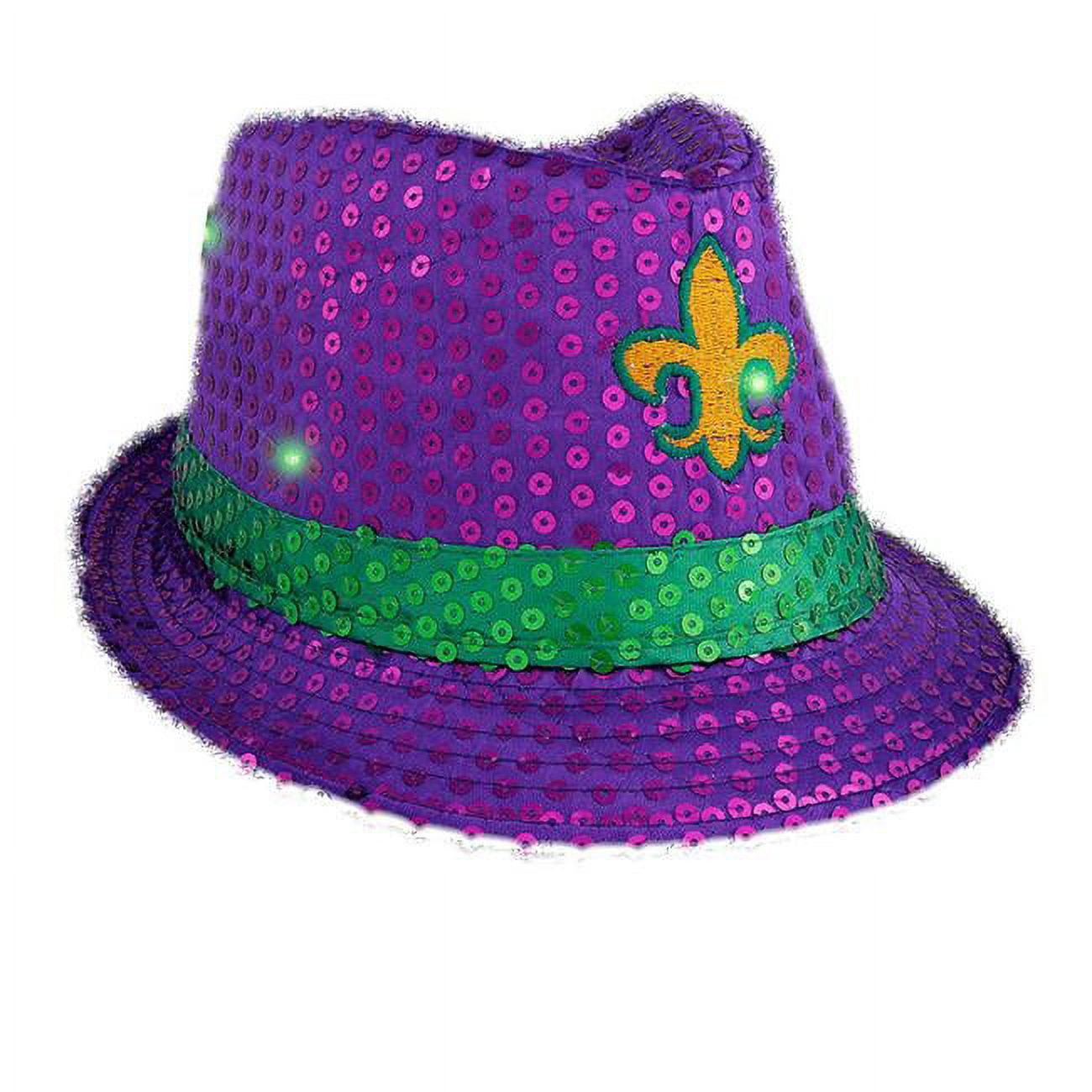3995435 Light Up Mardi Gras Fleur de Lis Fedora
