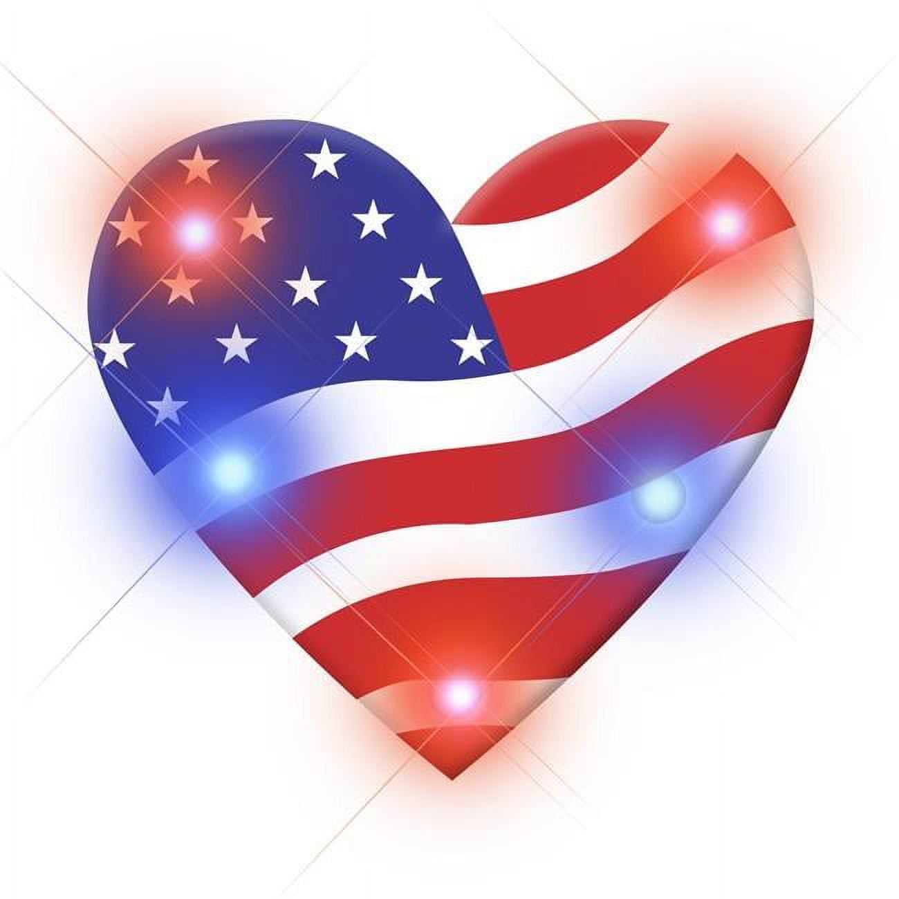 4040000 USA Heart Flashing Body Light Lapel Pins