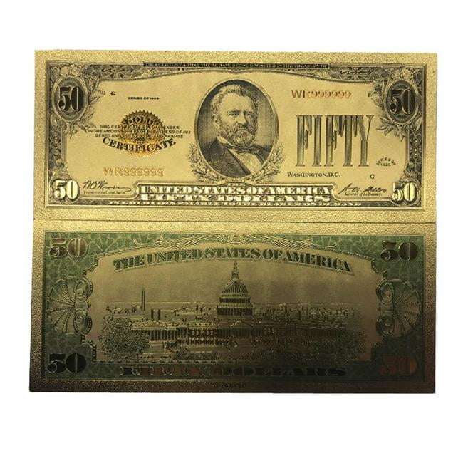PDD12k-50D 50 American Dollar Bill 24k Gold Art Collectibles Plated Fake Banknote Currency for Decoration
